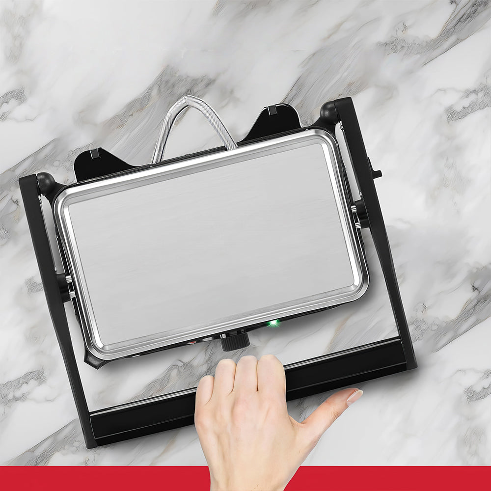 2-Slice Panini Press & Grill, Nonstick, 180° Open with Temp Control