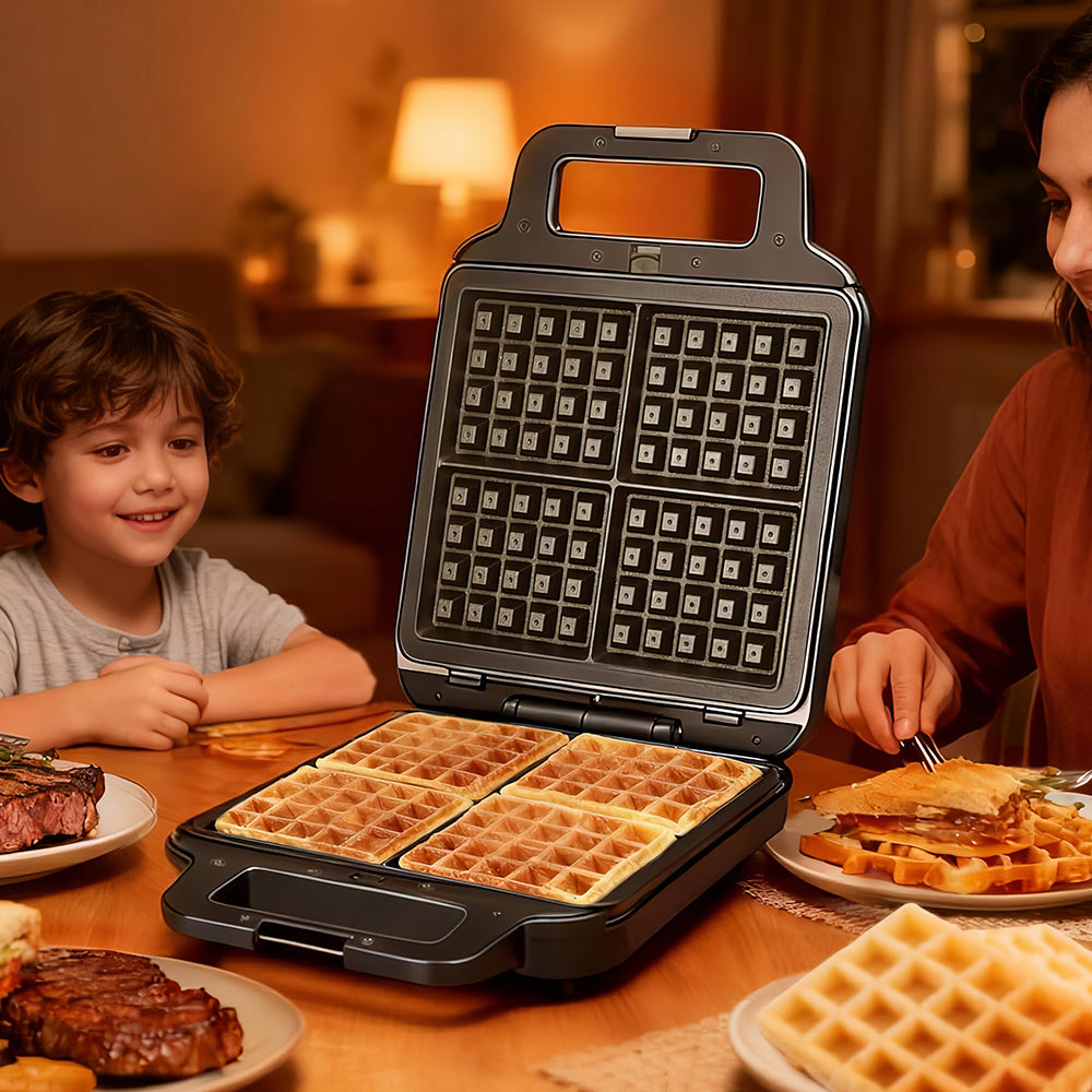 3-in-1 Belgian Waffle Maker with Removable Plates, Grill & Panini Press