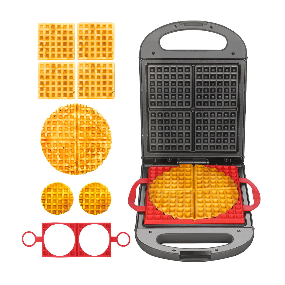 4-Slice Stuffed Belgian Waffle Maker, 1.2" Thick Flip Iron – Graphite