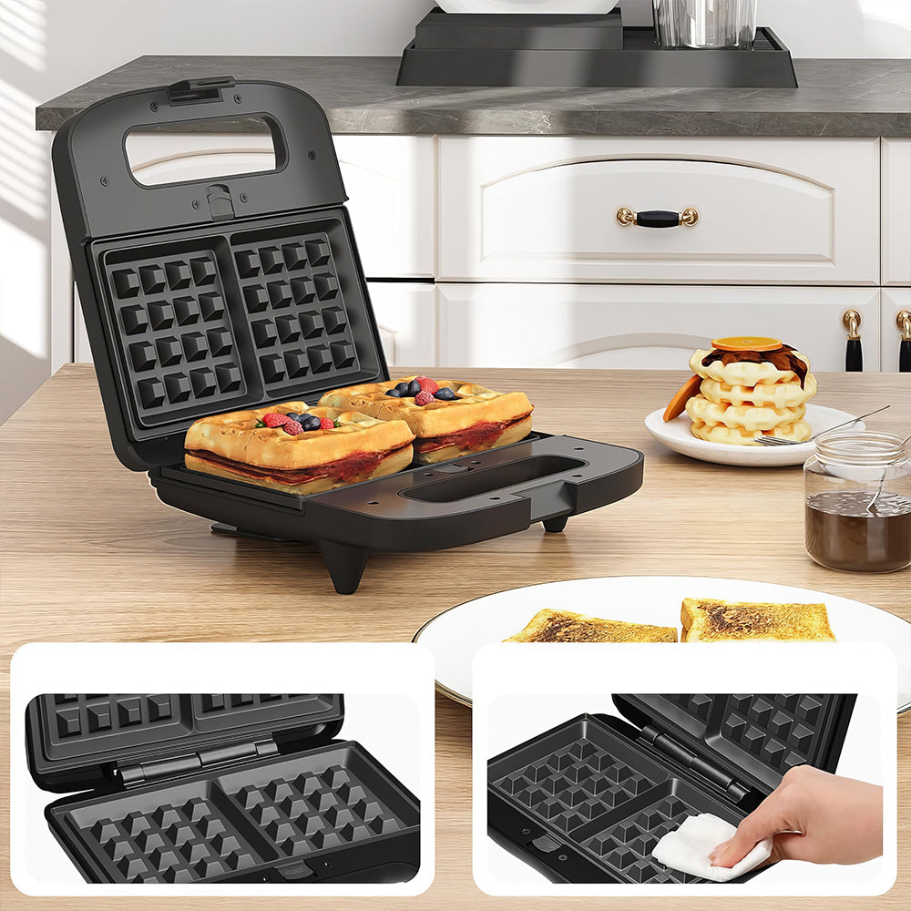 3-in-1 Waffle, Panini & Sandwich Maker, 750W, Nonstick, Cool-Touch