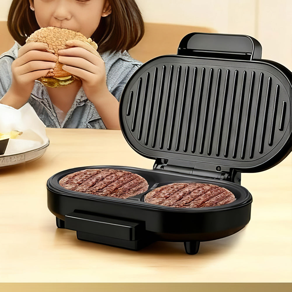 Double Electric Omelette Maker with Nonstick Dual 4.75" Grooves – Black