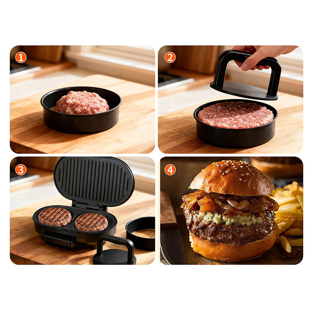 Double Electric Omelette Maker with Nonstick Dual 4.75" Grooves – Black