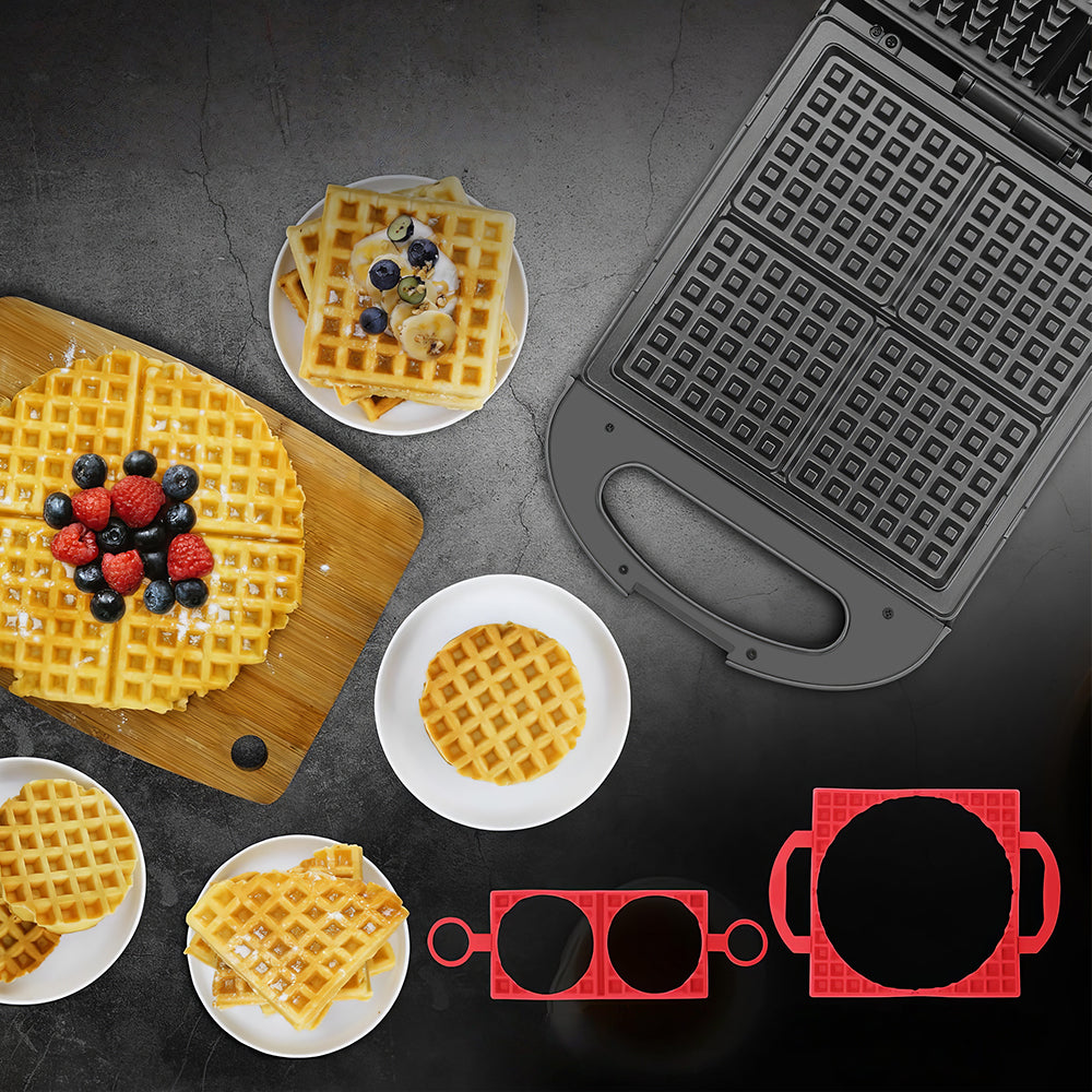 4-Slice Stuffed Belgian Waffle Maker, 1.2" Thick Flip Iron – Graphite