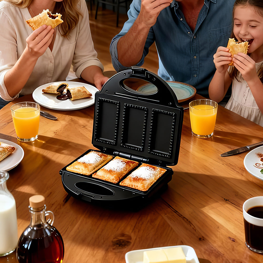 Double Electric Omelette Maker with Nonstick Dual 4.75" Grooves – Black