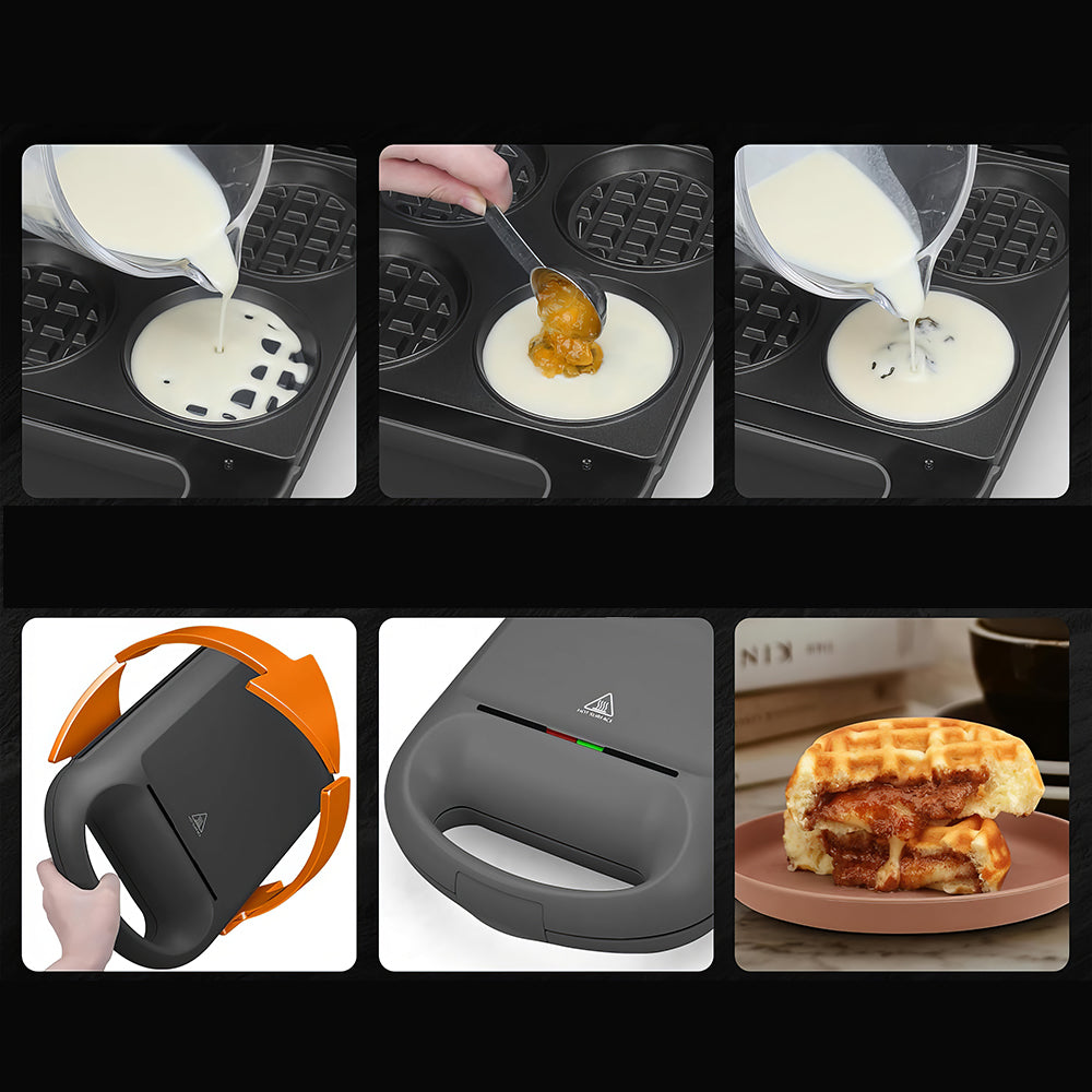 4-Slice Stuffed Belgian Waffle Maker, 1.2" Thick Flip Iron – Graphite