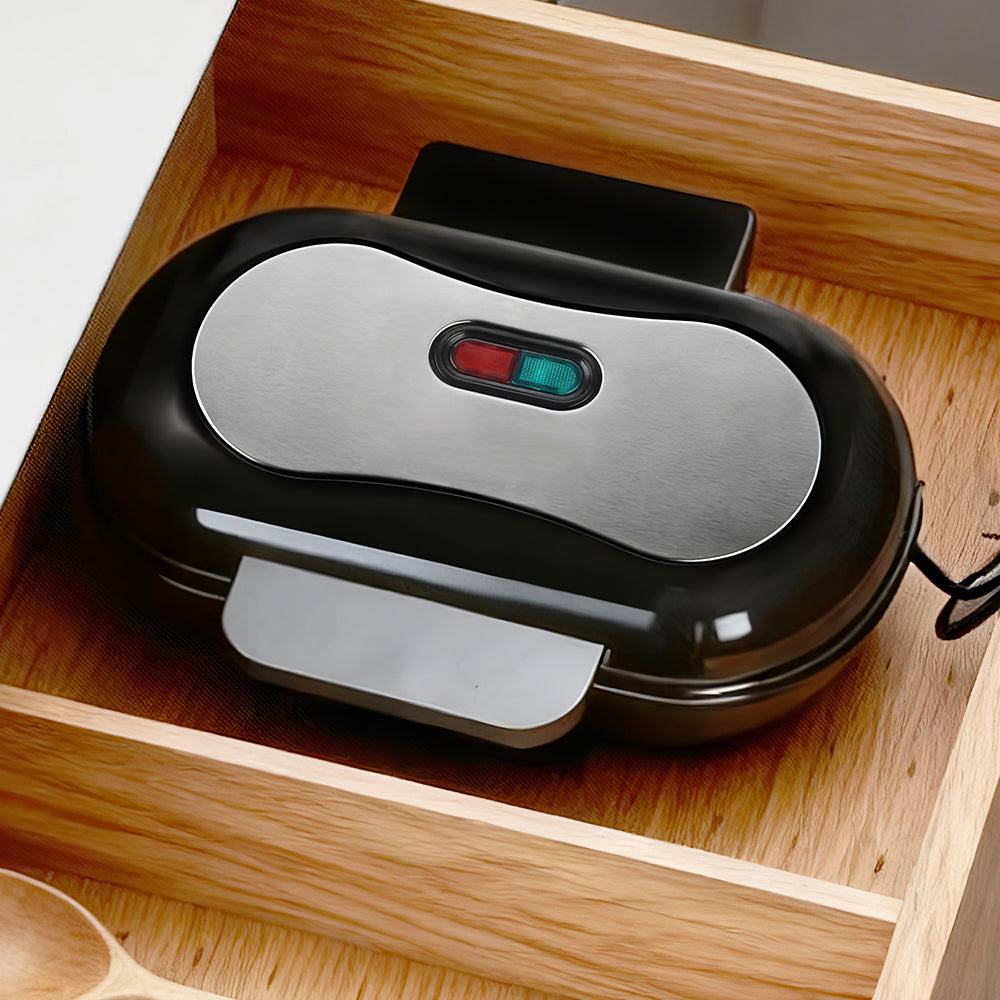 Double Electric Omelette Maker with Nonstick Dual 4.75" Grooves – Black