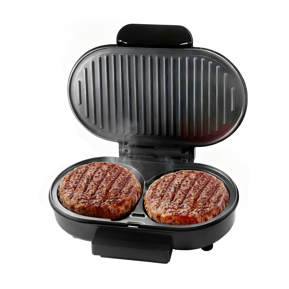 Double Electric Omelette Maker with Nonstick Dual 4.75" Grooves – Black