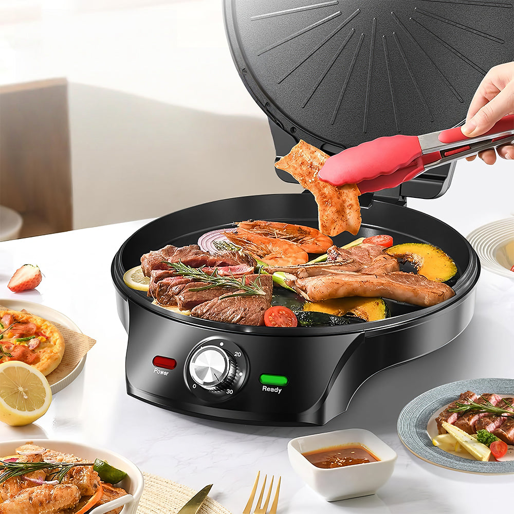 1000W 2-in-1 Pizza Maker & Indoor Griddle, 8.5" Nonstick Plate
