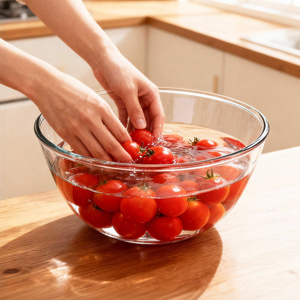 Large Glass Mixing Bowl Clear Glass Salad and Mixing Bowl for Kitchen Durable