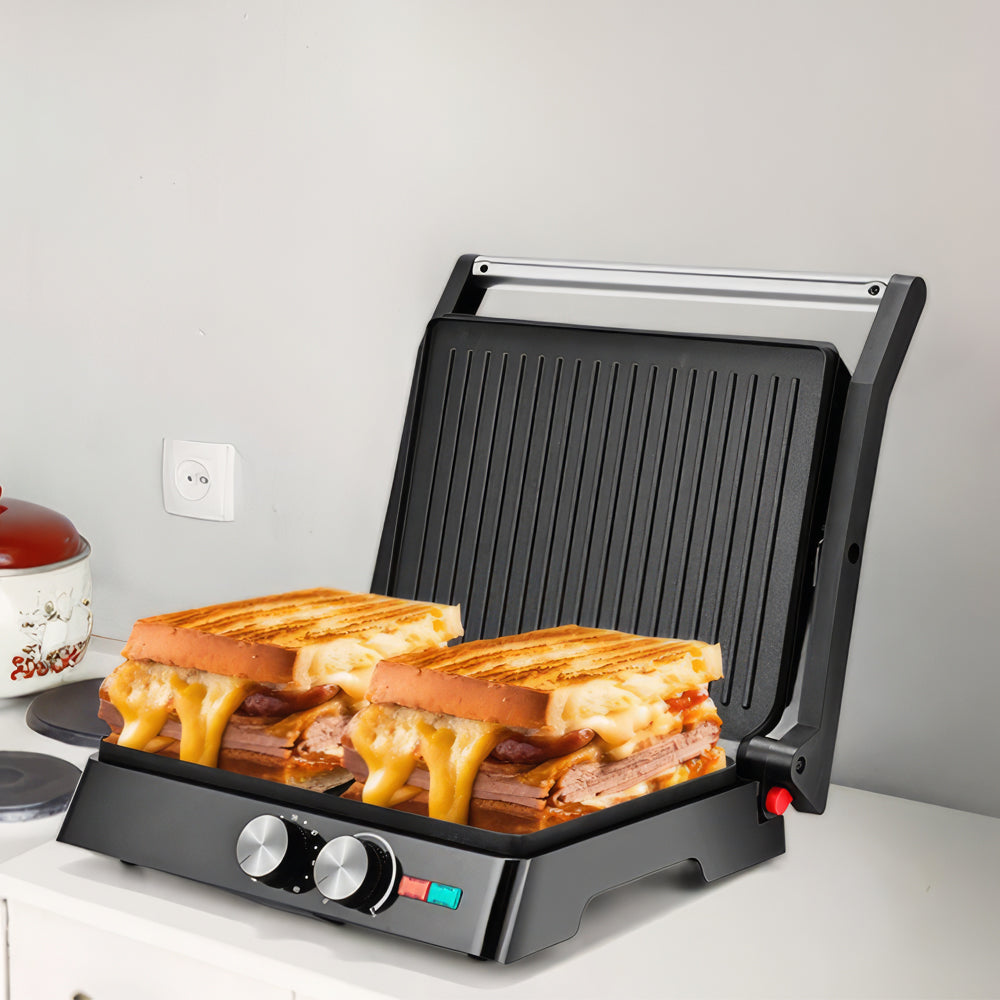 1400W Panini Press & Indoor Grill, Nonstick, Adjustable Angle & Temp