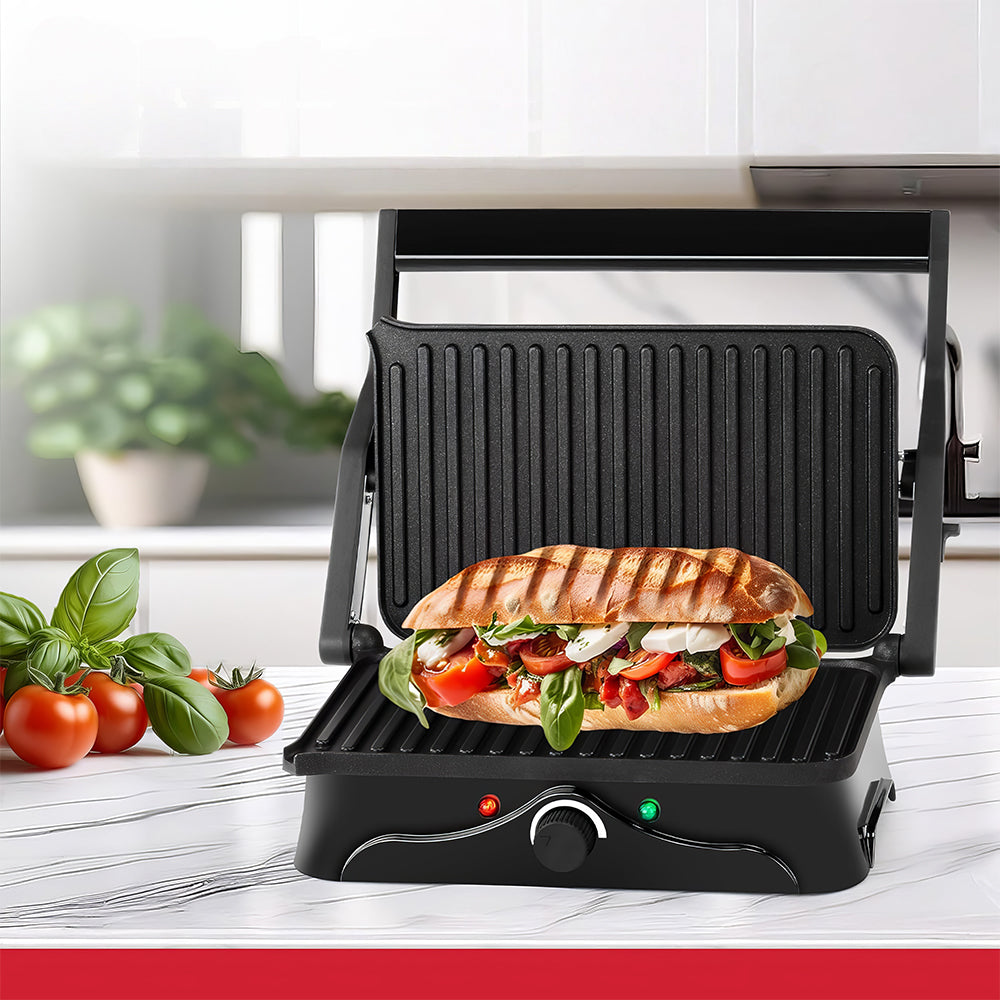2-Slice Panini Press & Grill, Nonstick, 180° Open with Temp Control