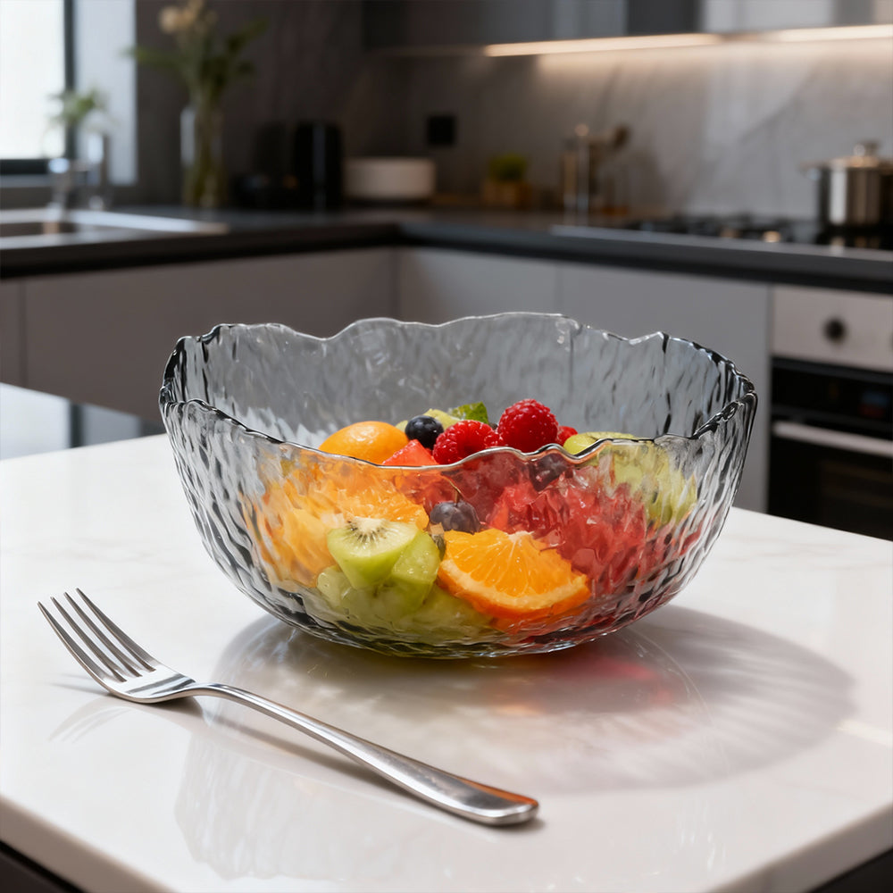 25 oz Irregular Glass Salad Bowl Serving Bowl for Kitchen Prep Fruit Snacks and Desserts