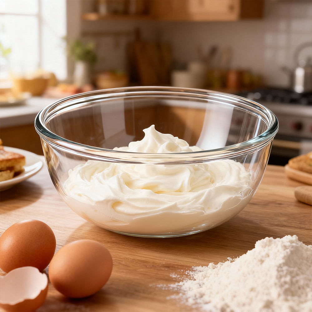 6 Quart Large Glass Mixing Bowl Clear Glass Salad and Mixing Bowl