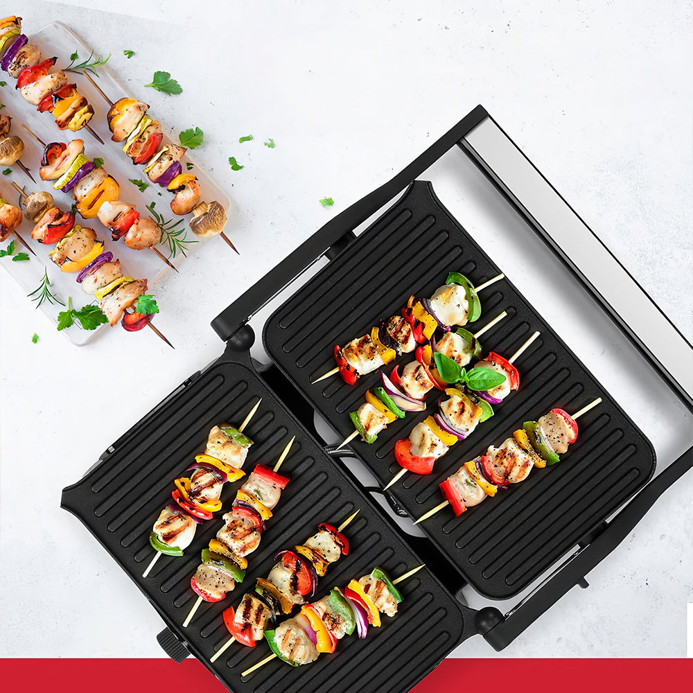 2-Slice Panini Press & Grill, Nonstick, 180° Open with Temp Control