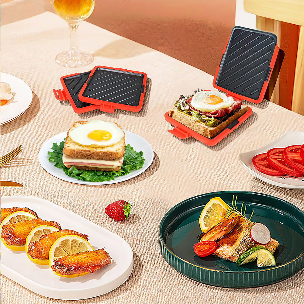Microwave Toastie Sandwich Maker, Nonstick, Dual-Zone Cooking