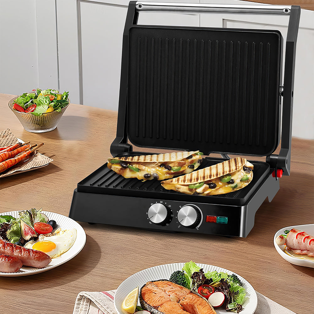 1400W Panini Press & Indoor Grill, Nonstick, Adjustable Angle & Temp