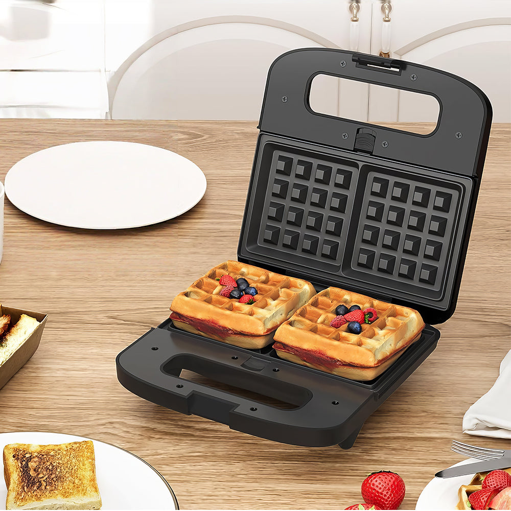 3-in-1 Waffle, Panini & Sandwich Maker, 750W, Nonstick, Cool-Touch