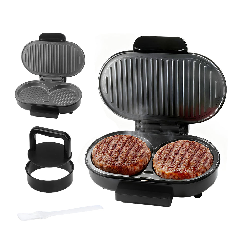 Double Electric Omelette Maker with Nonstick Dual 4.75" Grooves – Black