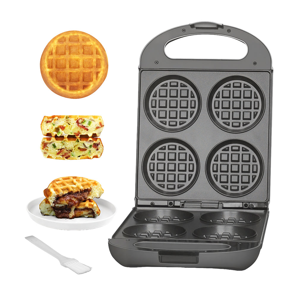 4-Slice Stuffed Belgian Waffle Maker, 1.2" Thick Flip Iron – Graphite