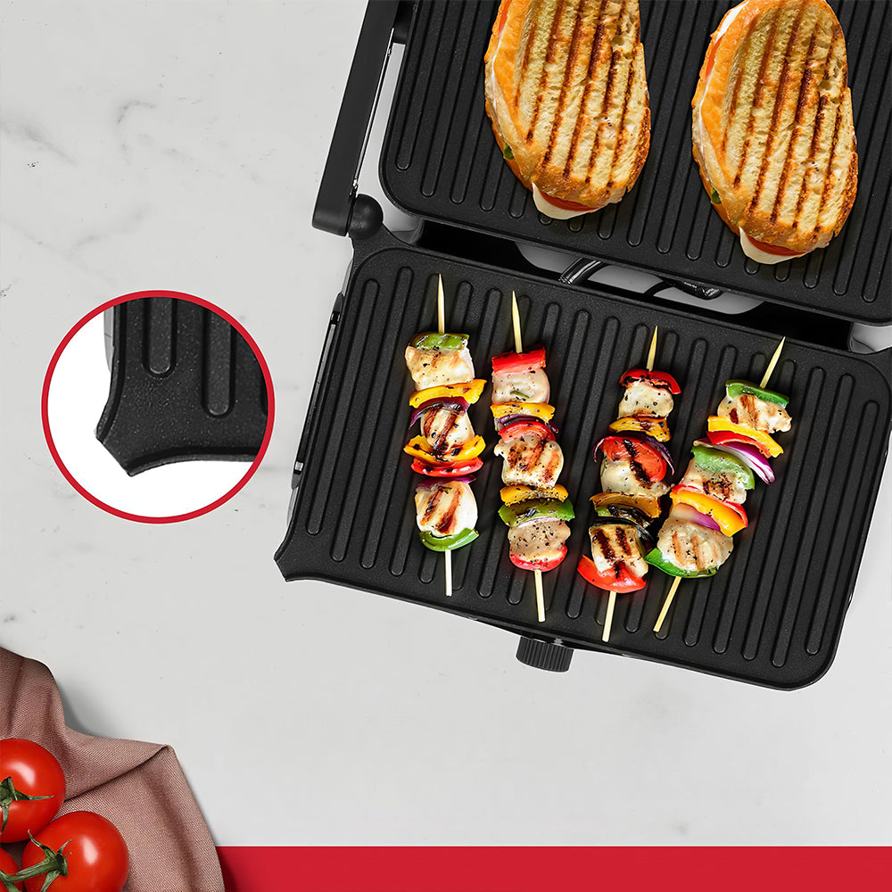 2-Slice Panini Press & Grill, Nonstick, 180° Open with Temp Control