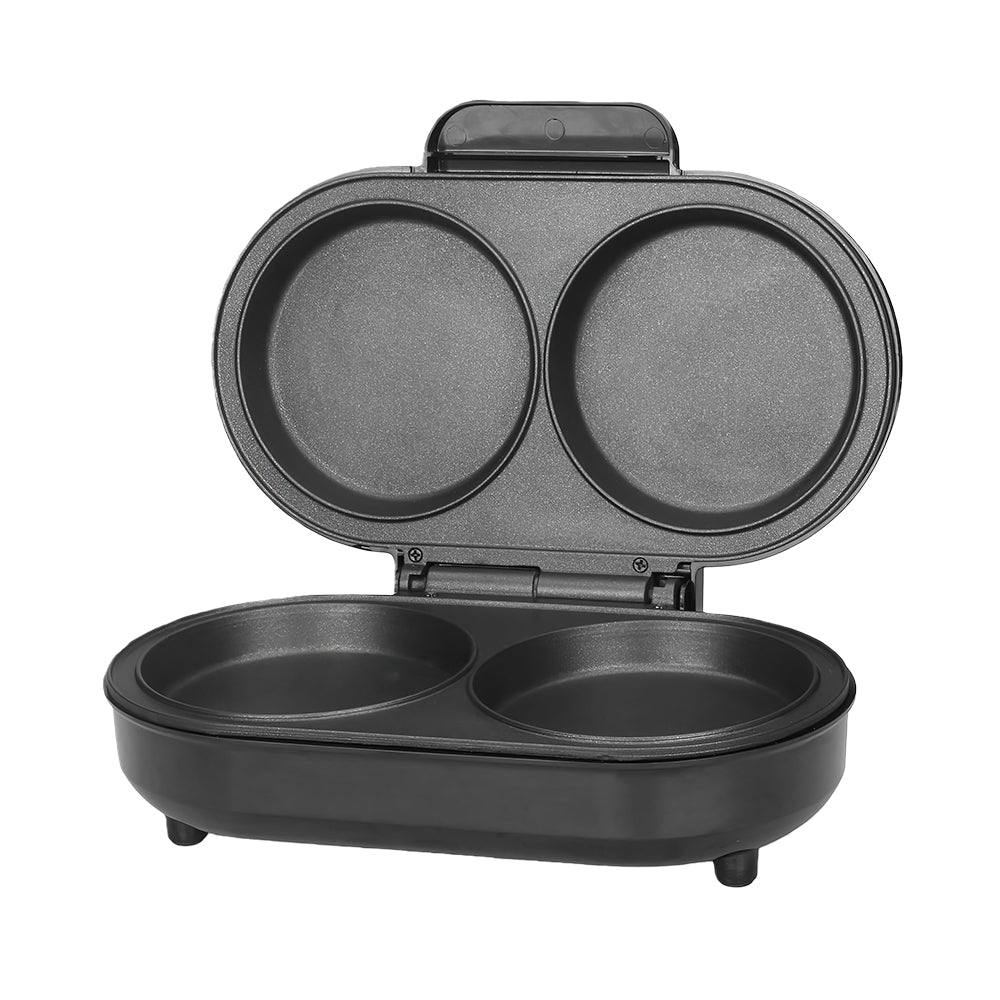 Double Electric Omelette Maker with Nonstick Dual 4.75" Grooves – Black