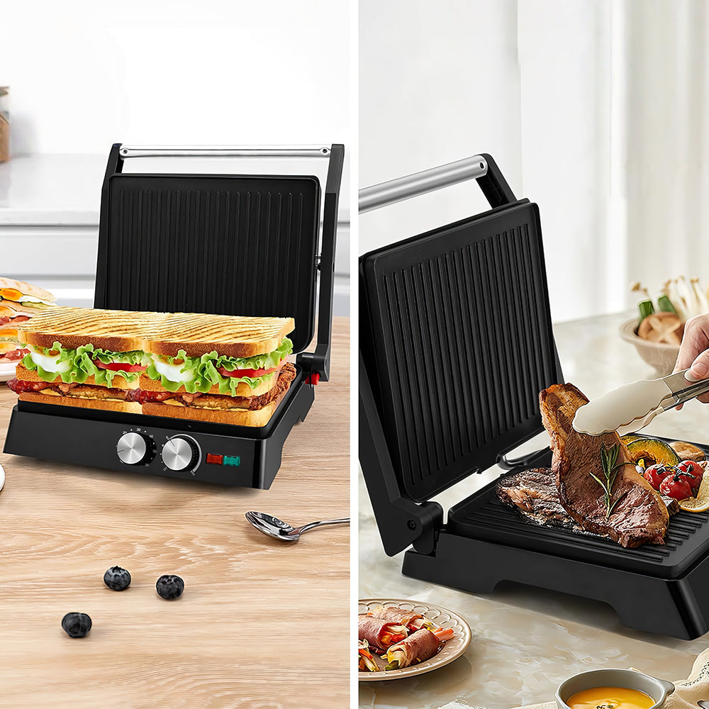 1400W Panini Press & Indoor Grill, Nonstick, Adjustable Angle & Temp