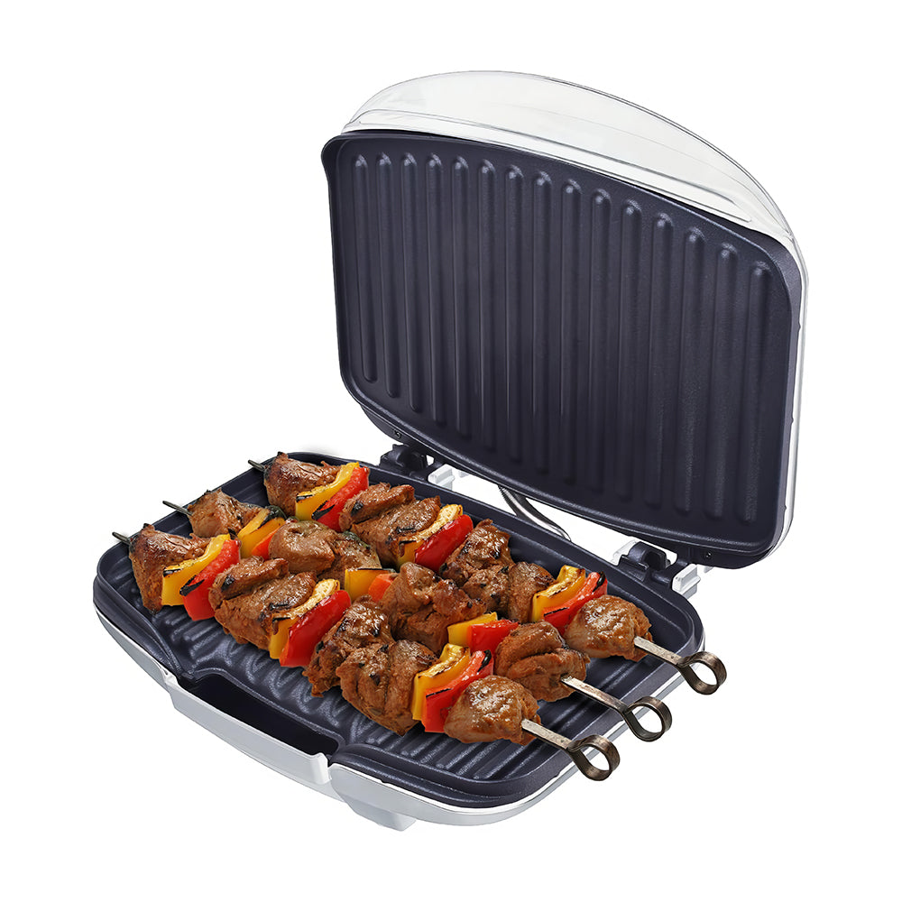 2-Serving Electric Indoor Grill & Panini Press, Non-Stick, 870W – White