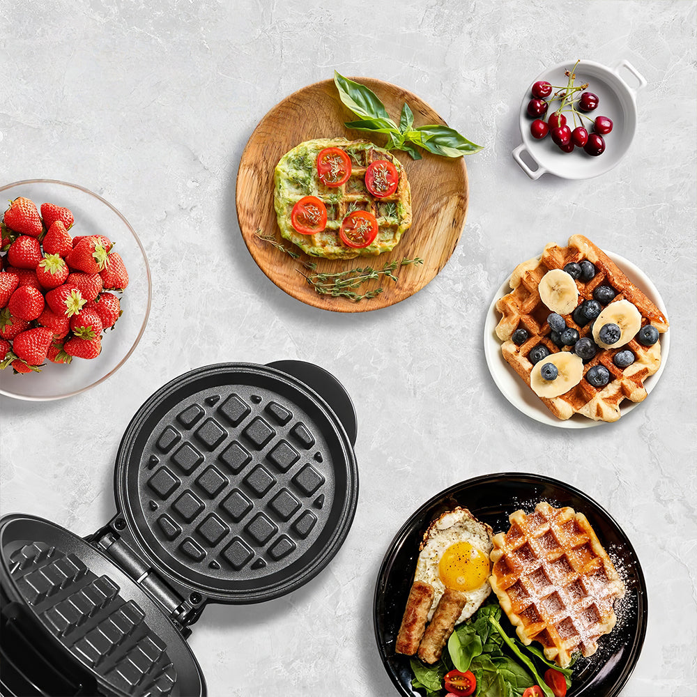 Mini Sandwich Maker with Removable Plates, Nonstick, 500W – Black