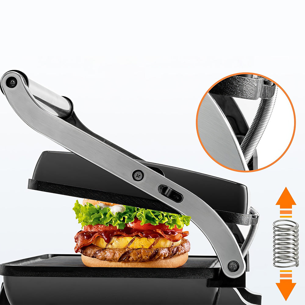 1400W Panini Press & Indoor Grill, Nonstick, Adjustable Angle & Temp