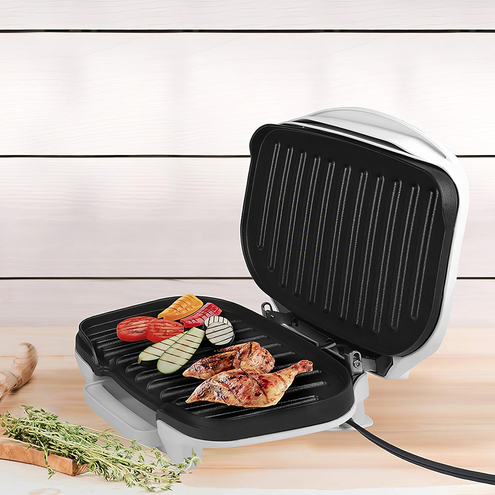 2-Serving Electric Indoor Grill & Panini Press, Non-Stick, 870W – White