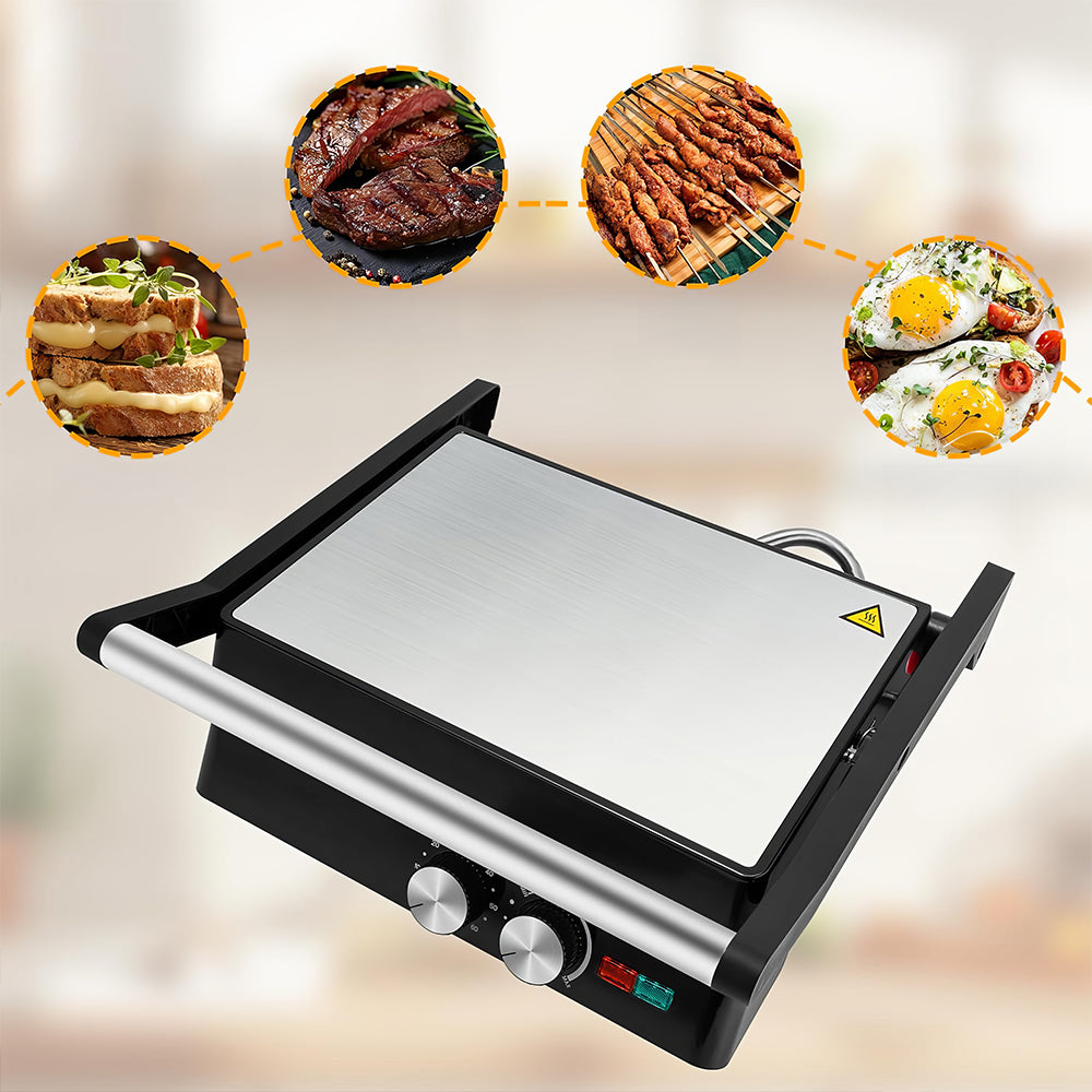 1400W Panini Press & Indoor Grill, Nonstick, Adjustable Angle & Temp