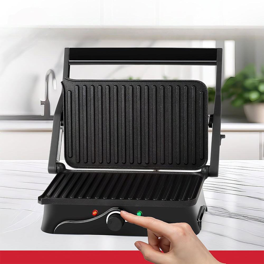 2-Slice Panini Press & Grill, Nonstick, 180° Open with Temp Control