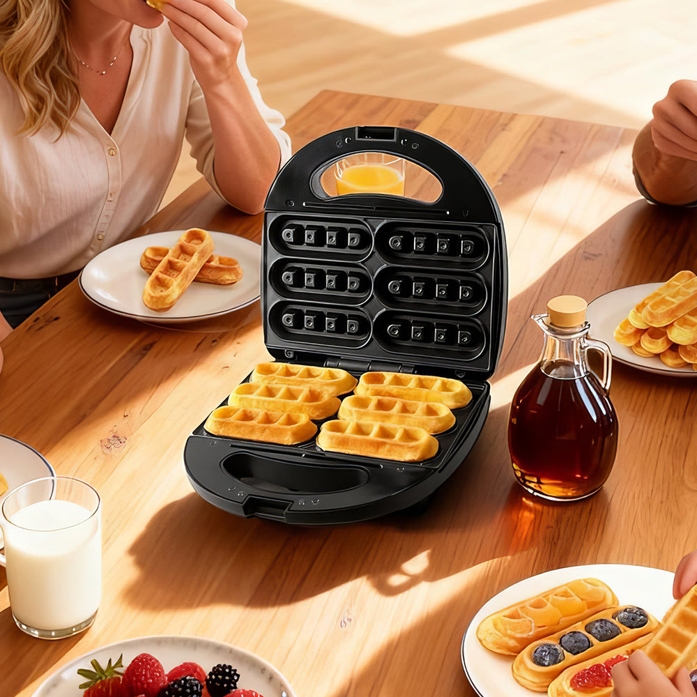 Double Electric Omelette Maker with Nonstick Dual 4.75" Grooves – Black